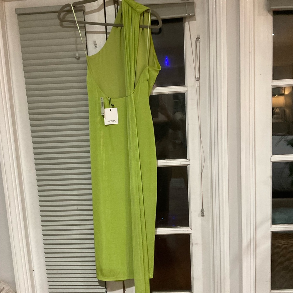 MISHA COLLECTION Lime One-Shoulder Dress - Picture 2 of 4
